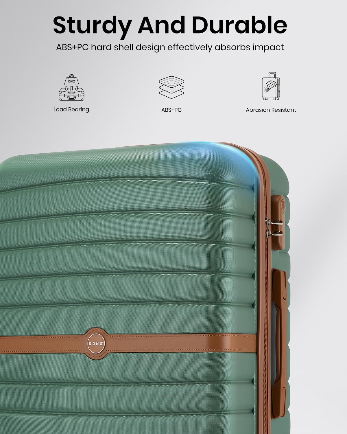 Detalle de Kono Cabin Suitcase 55x40x20 Lightweight ABS+PC Hardshell Carry-On with 3-Digit Lock