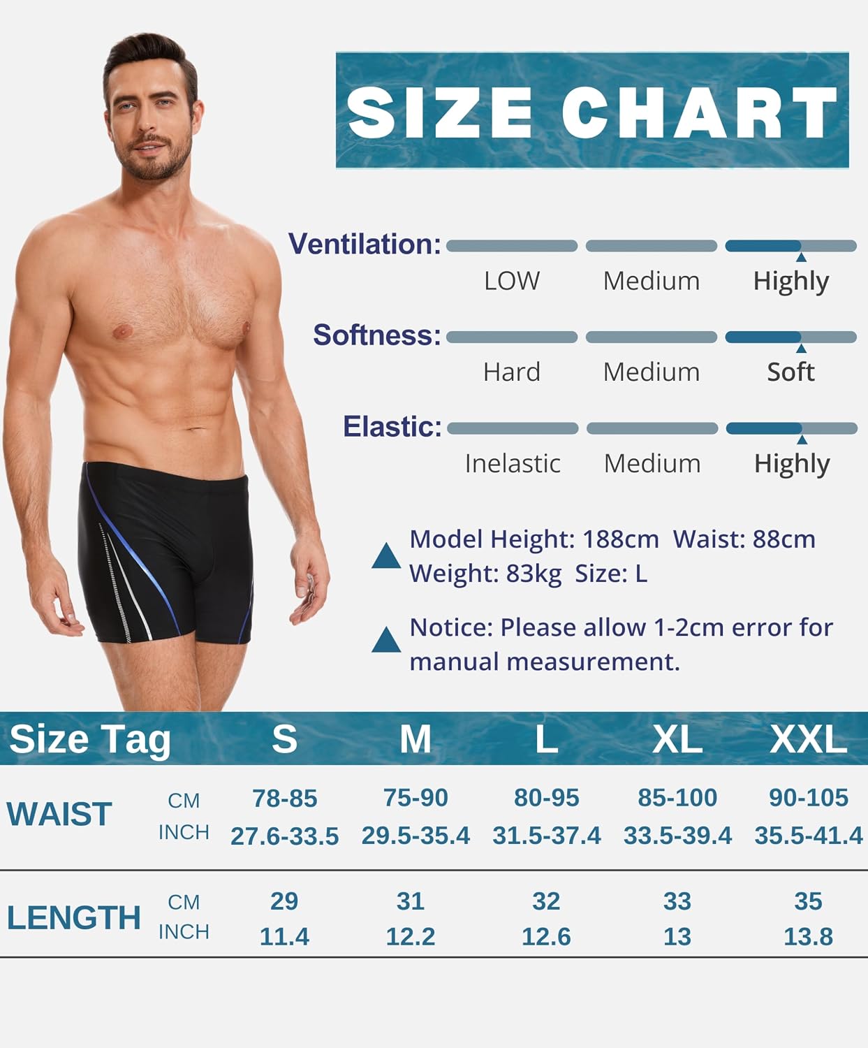 Thumbnail 6 de AMZSPORT Maillot de Bain Homme Short de Bain à Séchage Rapide avec Cordon de Serrage