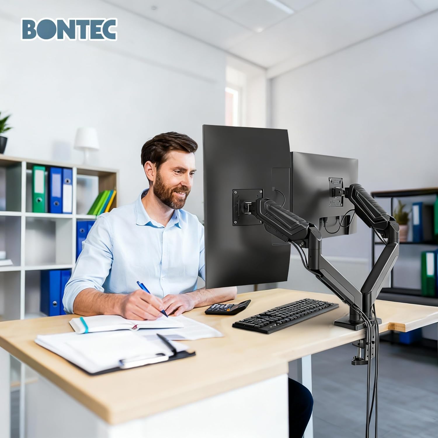 Thumbnail 1 de BONTEC Monitor Halterung 2 Monitore 14–34 Zoll