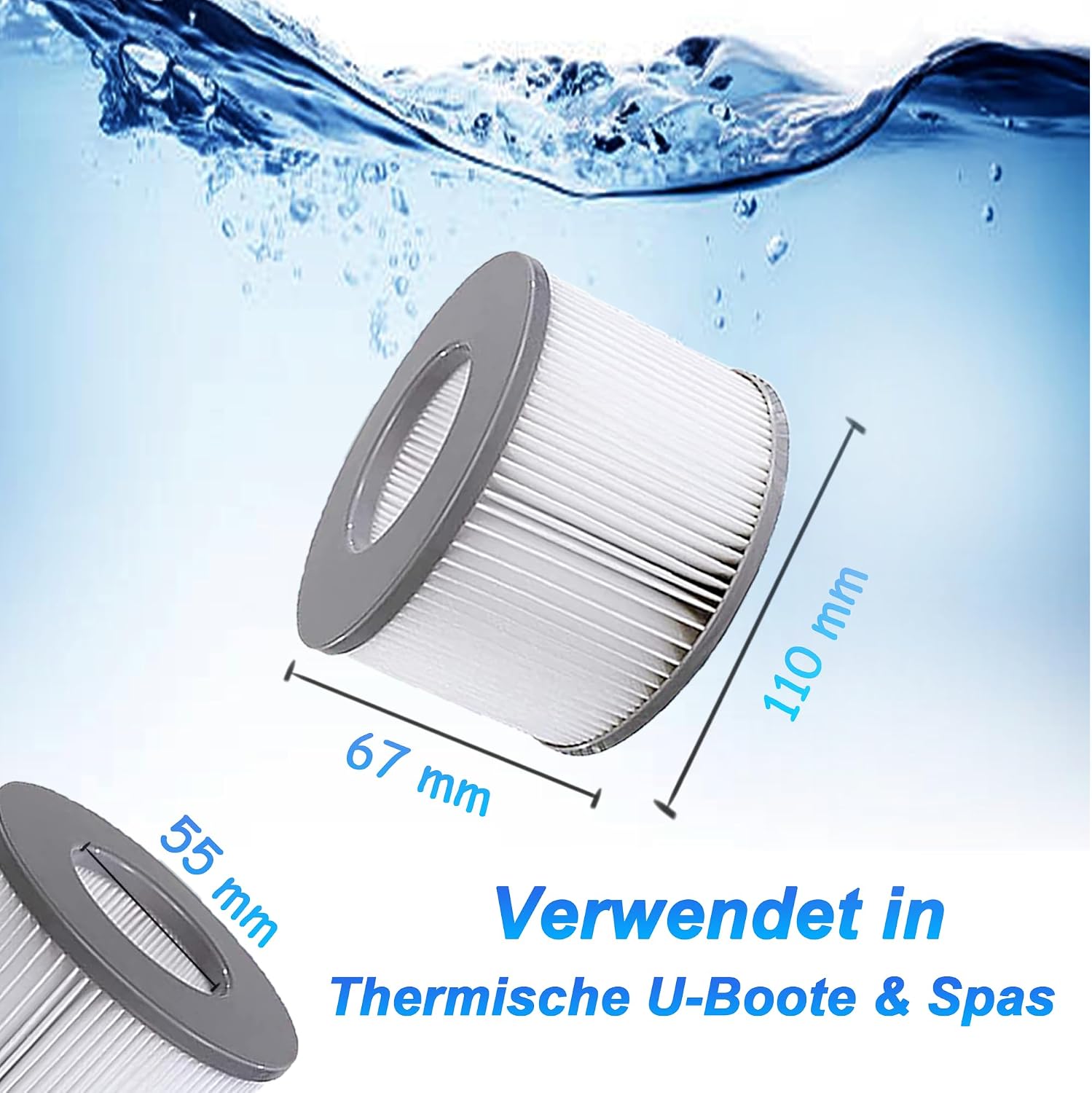 Thumbnail 4 de KGC Ersatz-Filterkartuschen für Whirlpool MSpa (ab 2020) – 6 Stück, kompatibel mit MSpa Filtermodellen