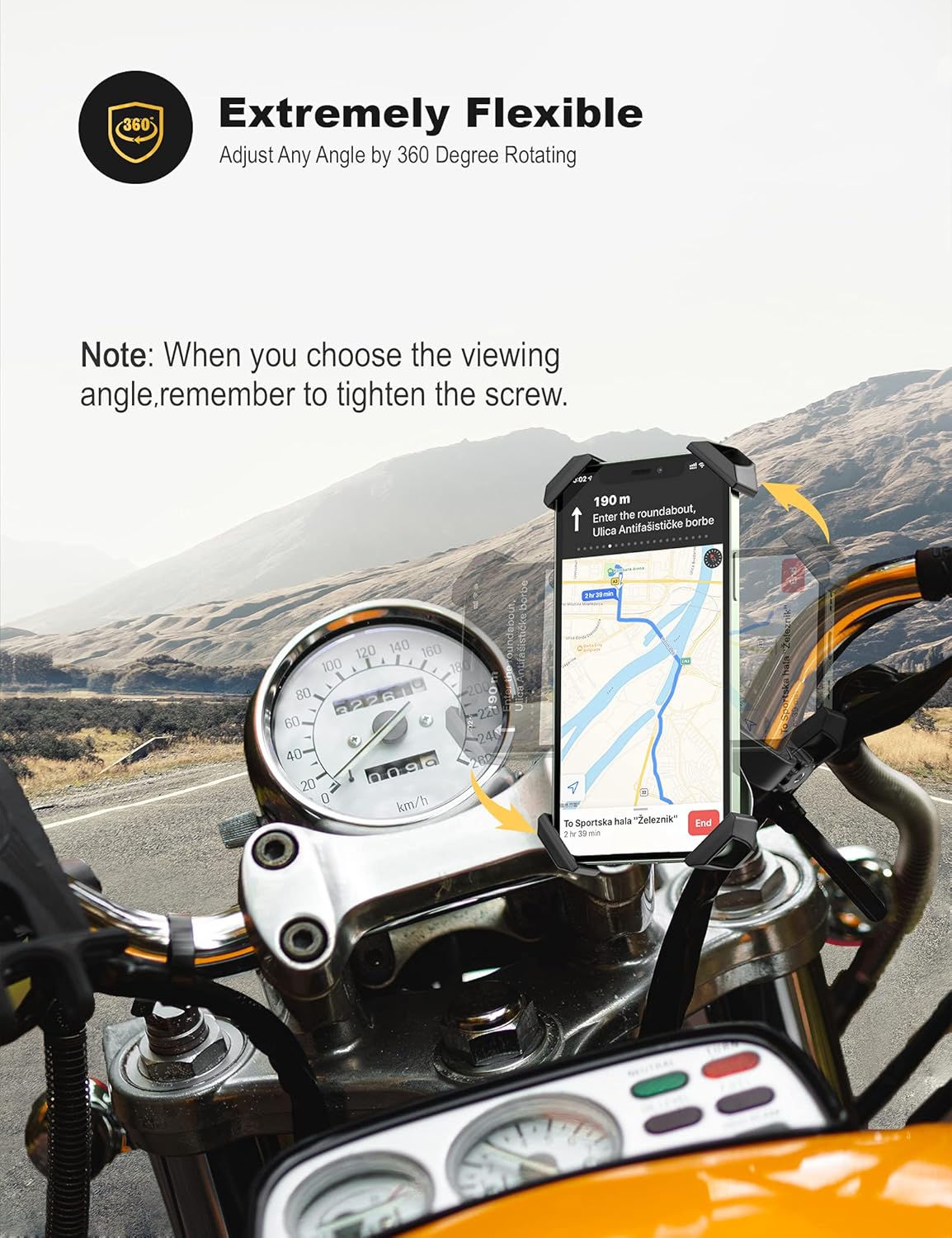 Thumbnail 5 de Grefay Fahrrad Handyhalterung aus Edelstahl mit 360°-Drehung für Smartphones 4,5–6,8 Zoll