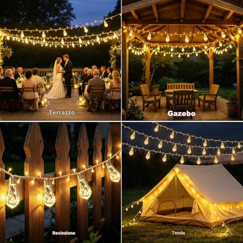 Detalle de Catena Luminosa Esterno Solare 10M con 15 Lampadine S17 di FIFlying