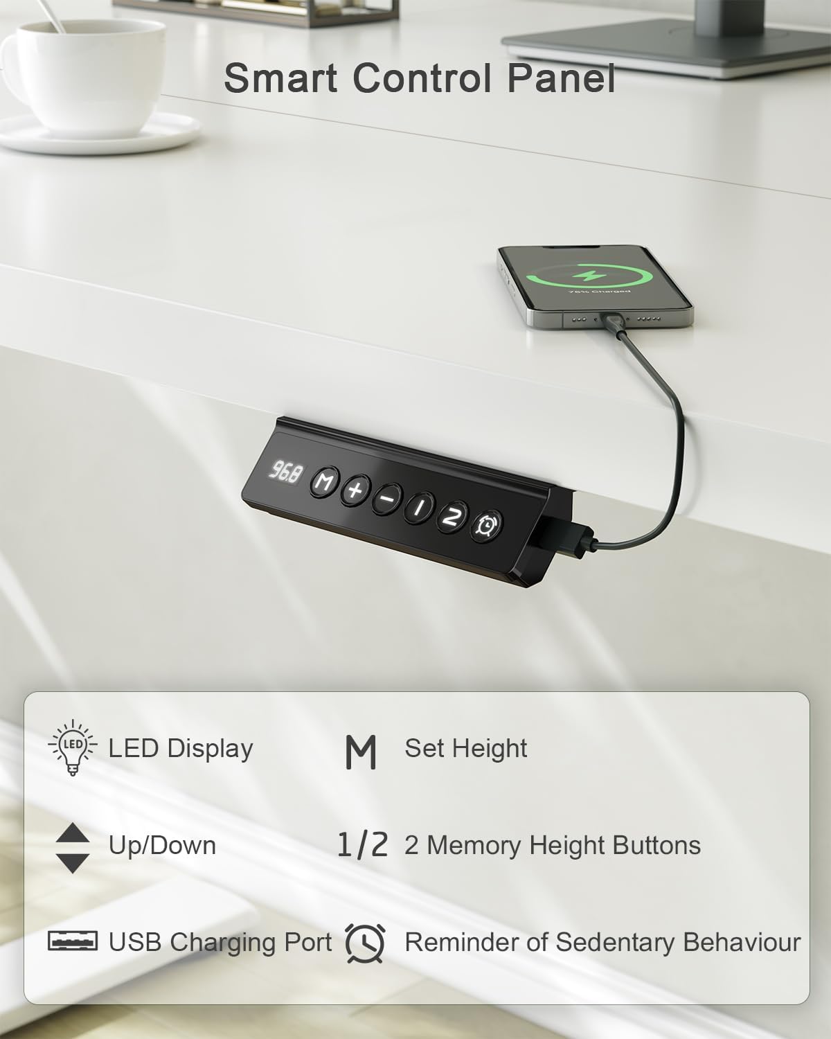 Thumbnail 3 de JUMMICO Electric Standing Desk 100x60cm