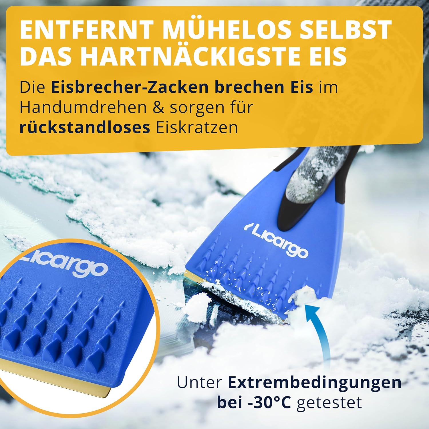 Detalle de LICARGO Eiskratzer mit Handschuh – warmer, wasserdichter Handschuh mit Messingklinge (Made in Germany)