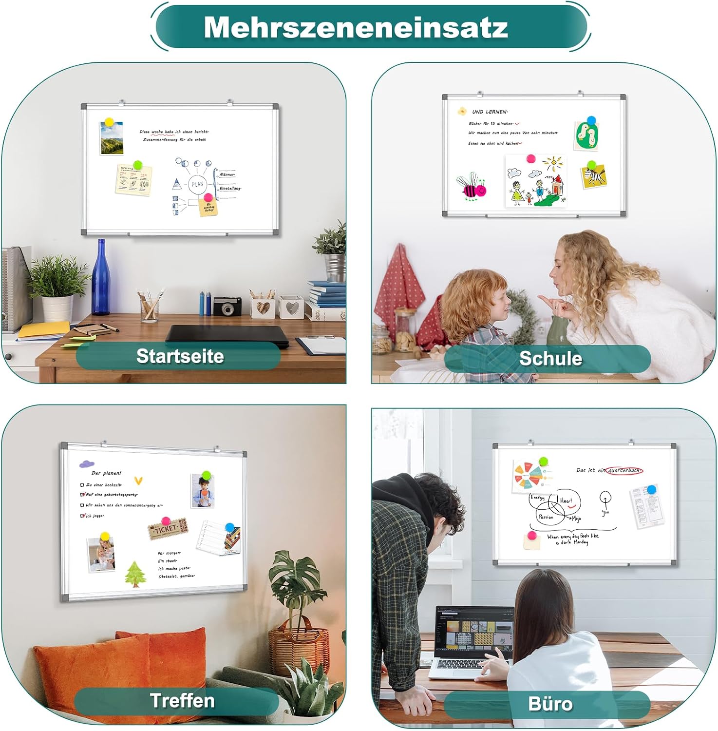 Thumbnail 5 de QUEENLINK Magnetisch Whiteboard 40x60 cm
