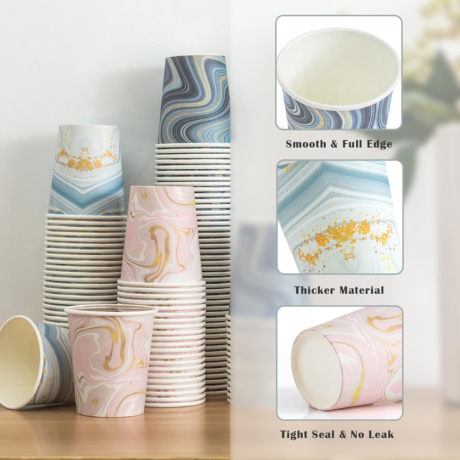 Detalle de BYSNOW 300 Pack 3 oz Paper Cups – Disposable Bathroom Cups (Mixed Colors)