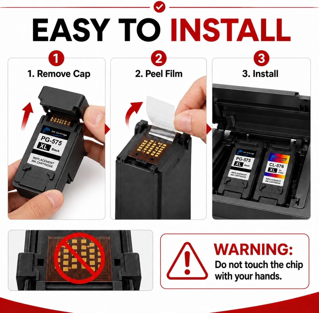Thumbnail 6 de GoToers PG-575XL CL-576XL Compatible Replacement for Canon 575 & 576 Ink Cartridges (1 Black, 1 Colour) | Pixma TR4755i/TR4750i/TS3550i/TS3551i/TS3750i/TS3751i/TS3752i/TR4751i/TR4756i
