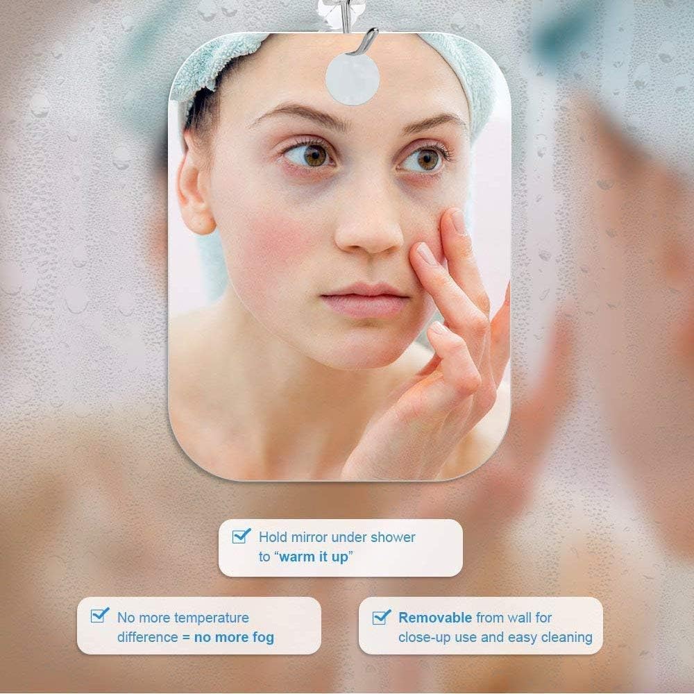 Thumbnail 3 de APHUIME Deluxe Large Fogless Shower Mirror (7.48 in x 11 in) — anti-fog, wall-hanging fog-free shaving mirror