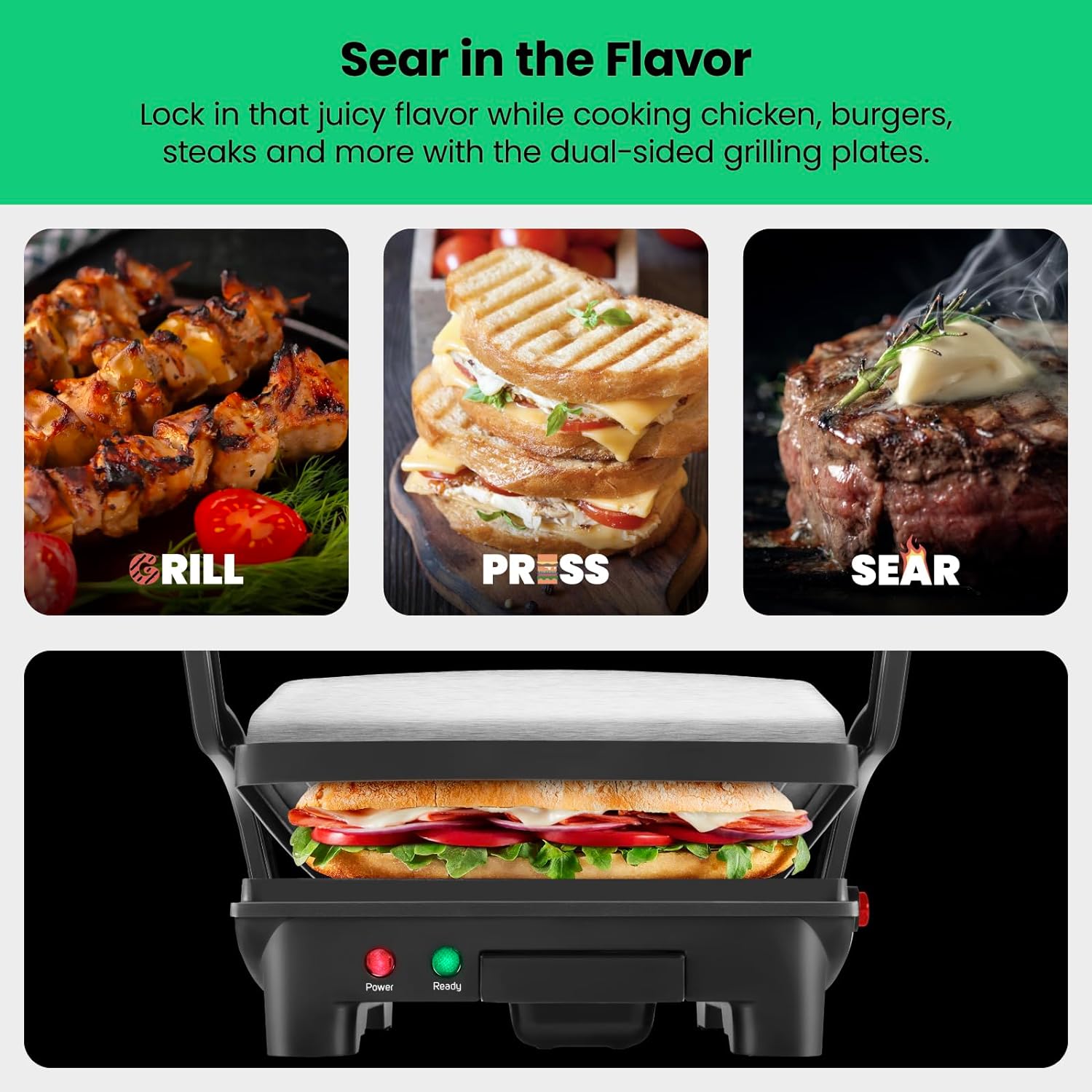 Thumbnail 3 de Chefman Panini Press Grill 4-Slice 🥪