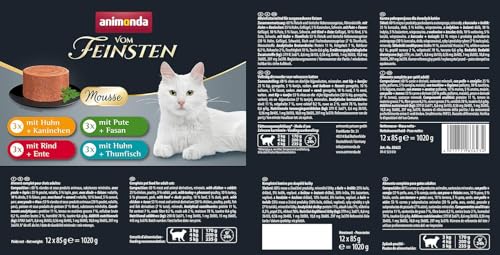 Detalle 1 de animonda Vom Feinsten Adult Katzenfutter Mousse-Vielfalt – Nassfutter ohne Getreide, 12 Dosen (12 x 85 g)