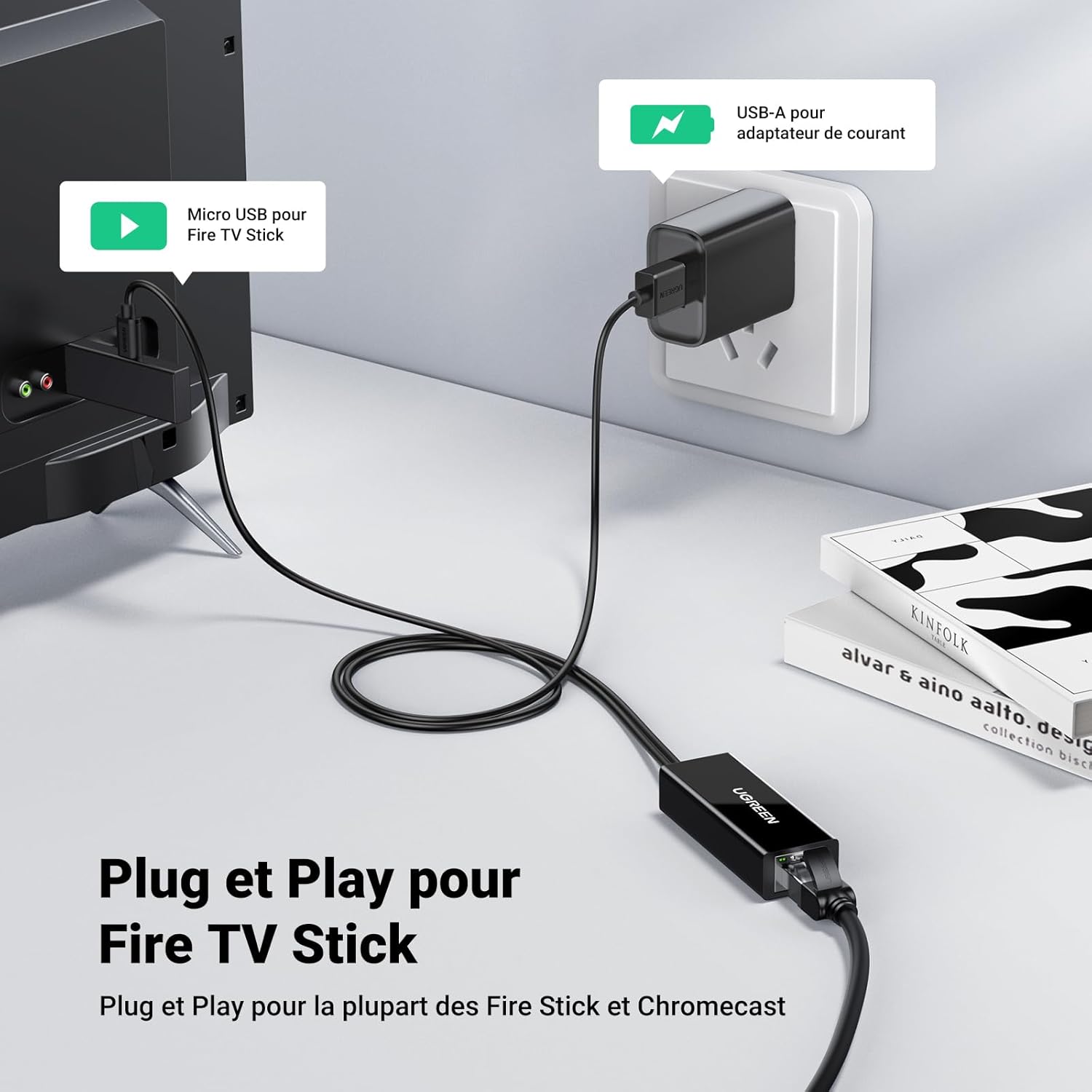 Thumbnail 2 de UGREEN Adaptateur réseau Micro USB vers RJ45 pour Chromecast