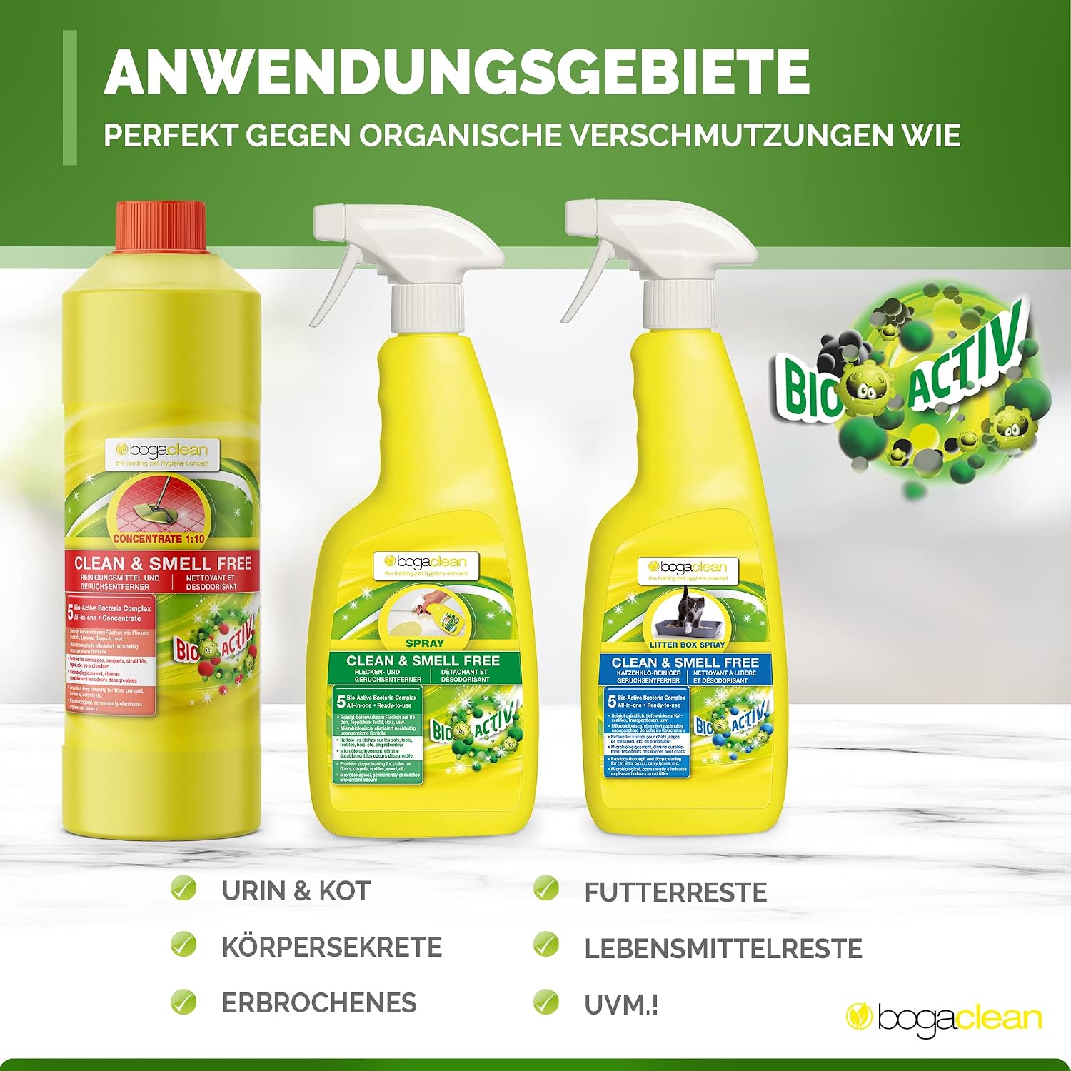 Detalle 2 de Bogaclean Clean & Smell Free Litter Box Spray – Katzengeruch neutralisieren, 500 ml
