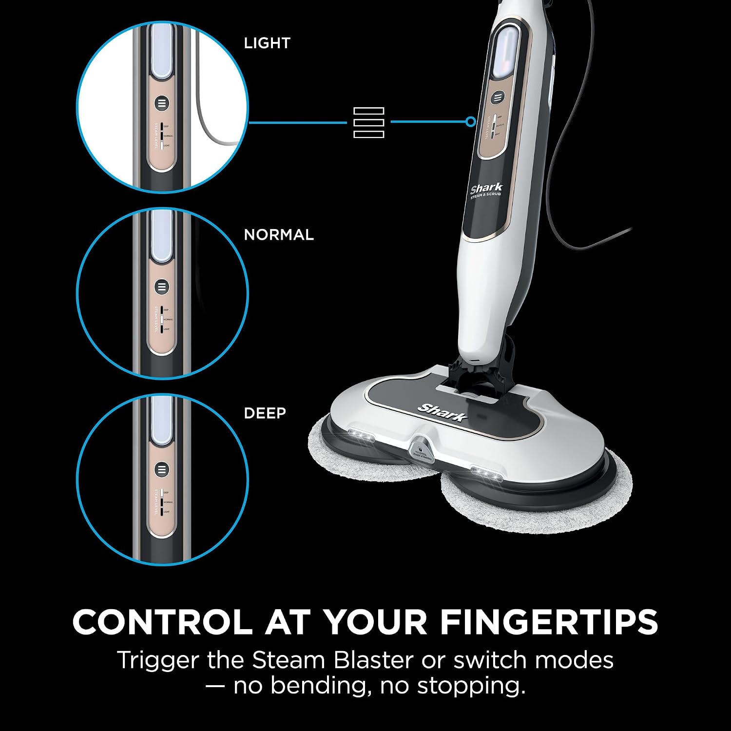Detalle 2 de Shark Automatic Steam Mop S8201UK with 2 rotating Power Pads and 3 steam settings