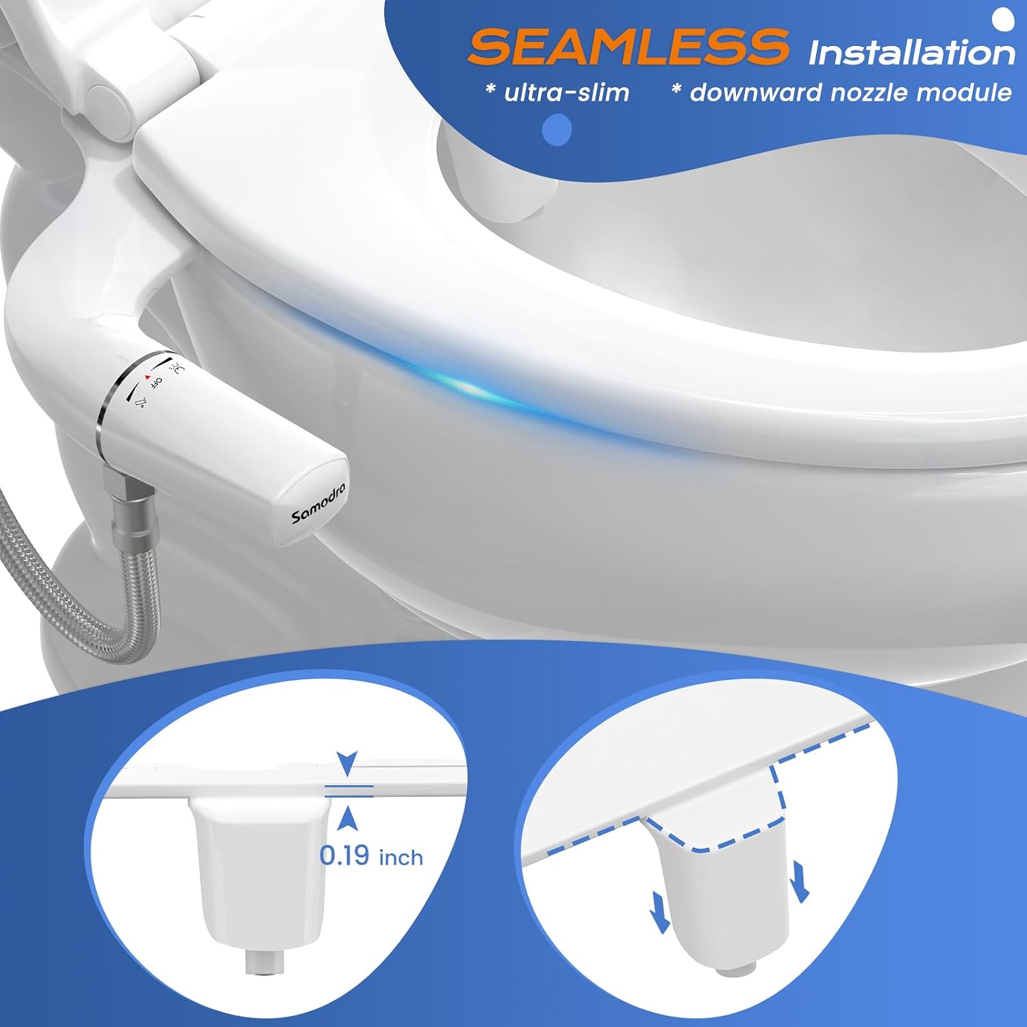Detalle de SAMODRA 07 Ultra-Slim Non-Electric Bidet Attachment with Self-Cleaning Nozzle