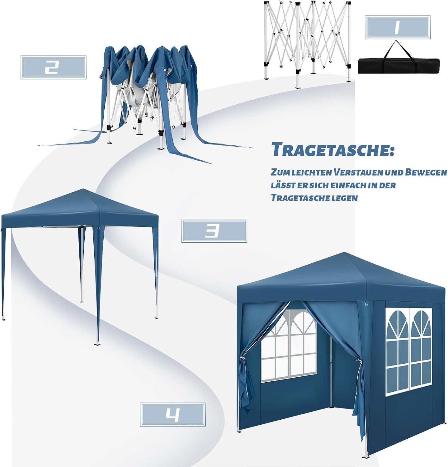 Detalle 2 de WOLTU PVL0013bl vouwpaviljoen 2 x 2 m met 4 zijwanden en UV 50+