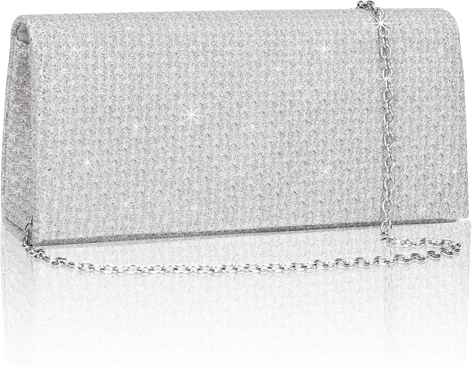 Detalle de Toptime Silver Glitter Envelope Clutch