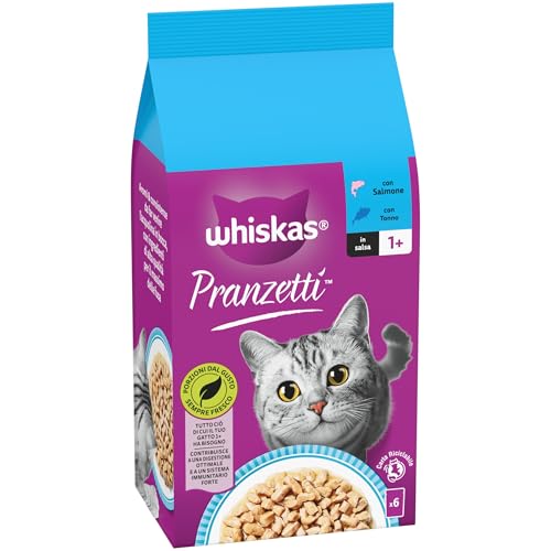 Thumbnail 1 de Whiskas Pranzetti Selezione di Pesce 1+ Adulto: cibo umido per gatti, 72 bustine in 12 confezioni da 6 x 50 g