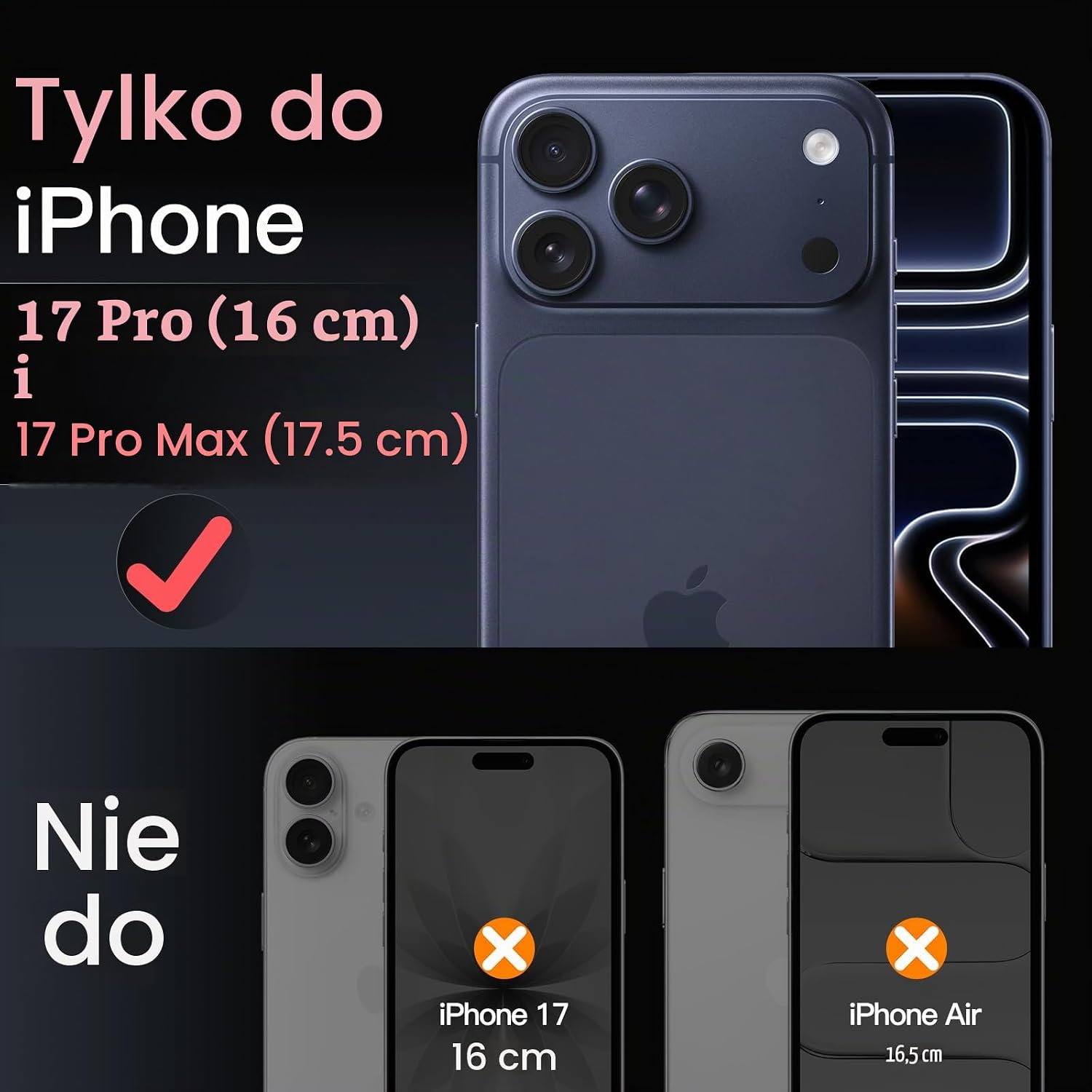 Detalle de JETech 1388- osłona obiektywu iPhone 17 Pro/Pro Max, szkło 9H