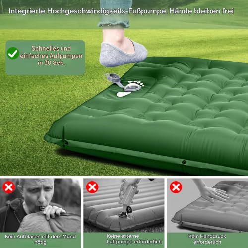 Detalle de BIAOQINBO Verbessertes Luftmatratze für Outdoor – 13 cm Dicke, integrierte Pumpe und Kissen, 260 kg Tragfähigkeit