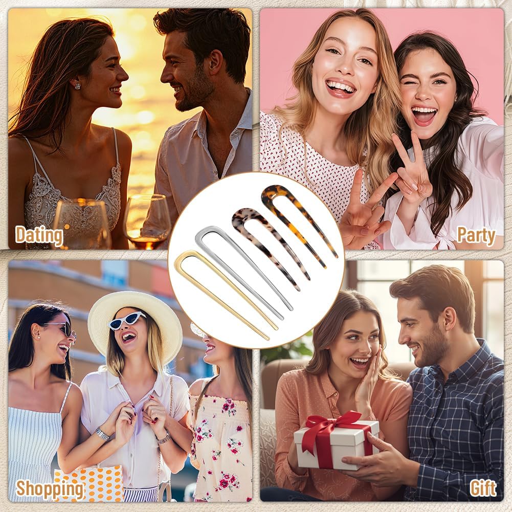 Thumbnail 6 de Aucuu 4 pezzi Forcine per Capelli – Set di mollette a forma U per acconciature eleganti