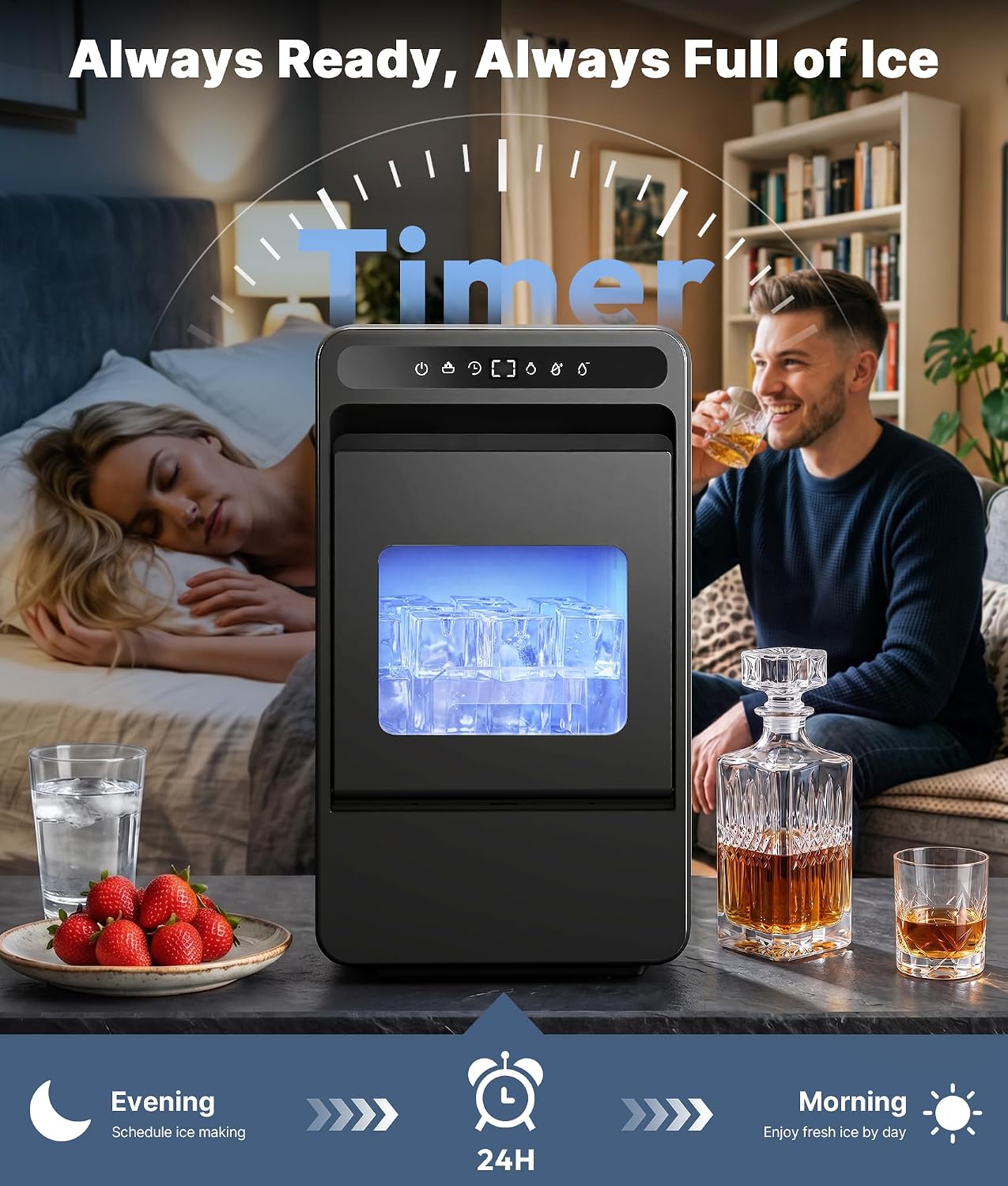 Thumbnail 4 de EXNOS KIC-005 Clear Ice Maker, 1.6-Inch Cubes, 10 Size Settings