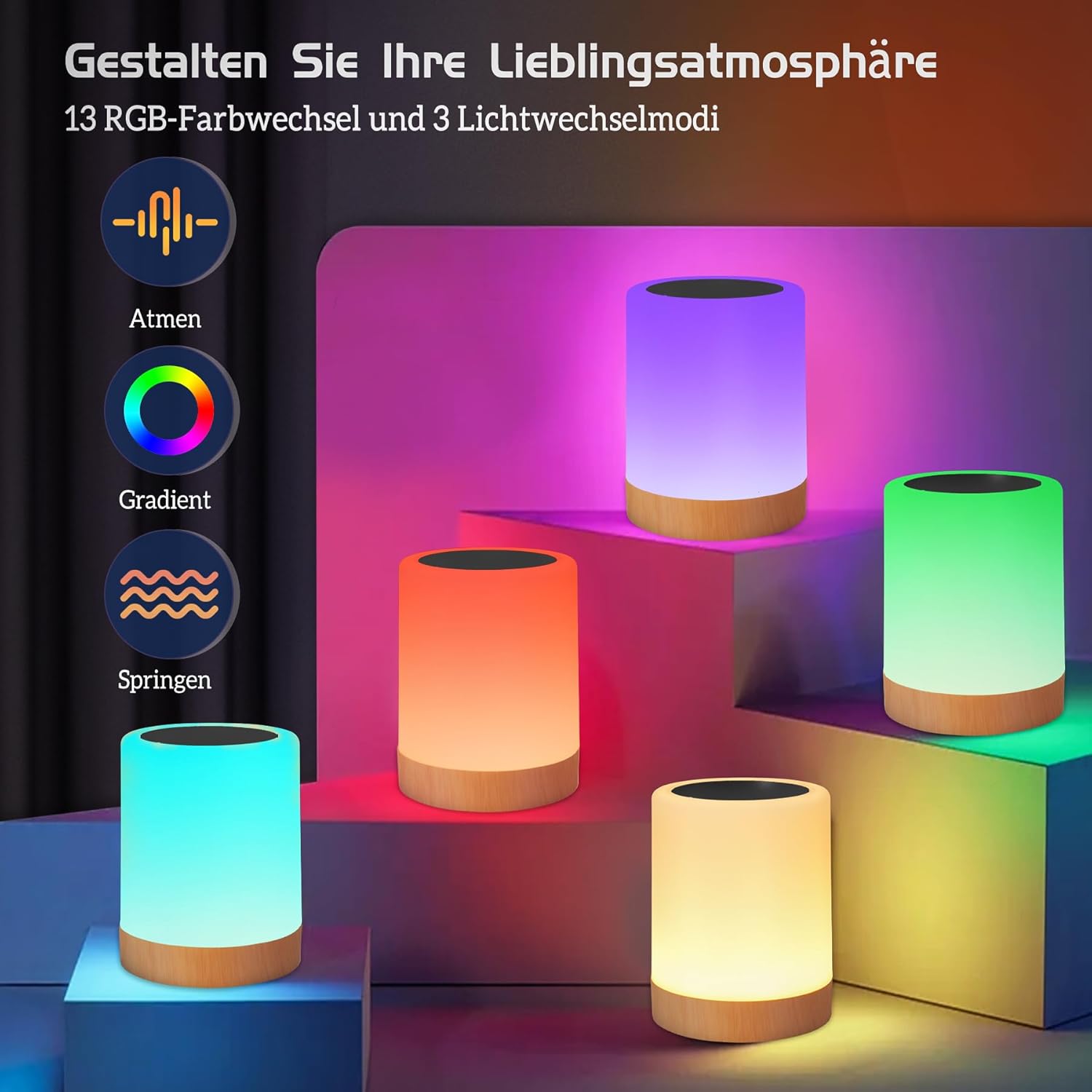 Thumbnail 2 de Bonsery LED Nachttischlampe 1800mAh