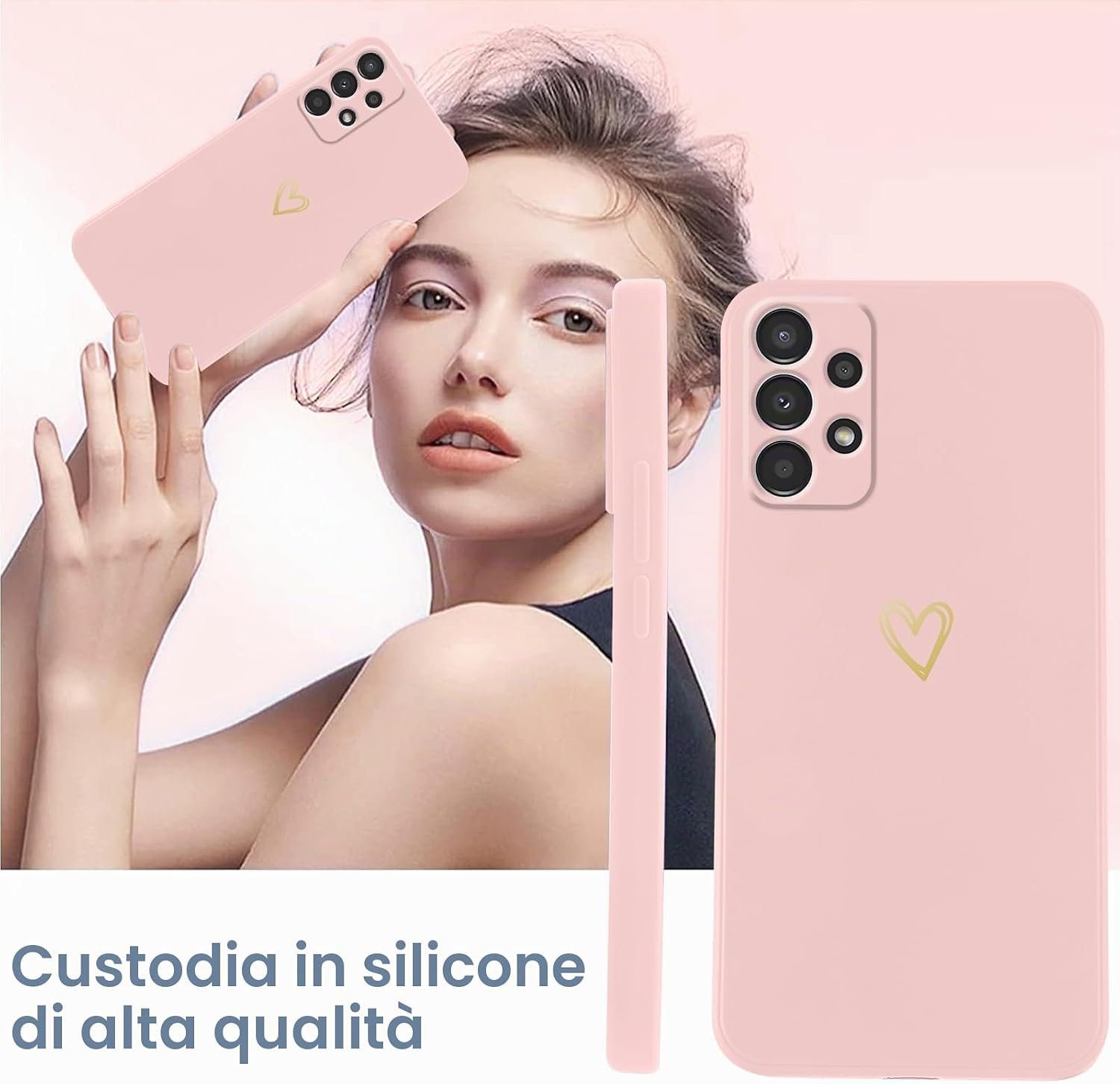 Thumbnail 6 de Oelrstfe Cover per Samsung Galaxy A53 5G con Cordino: custodia morbida, design a cuore e ciondolo regolabile