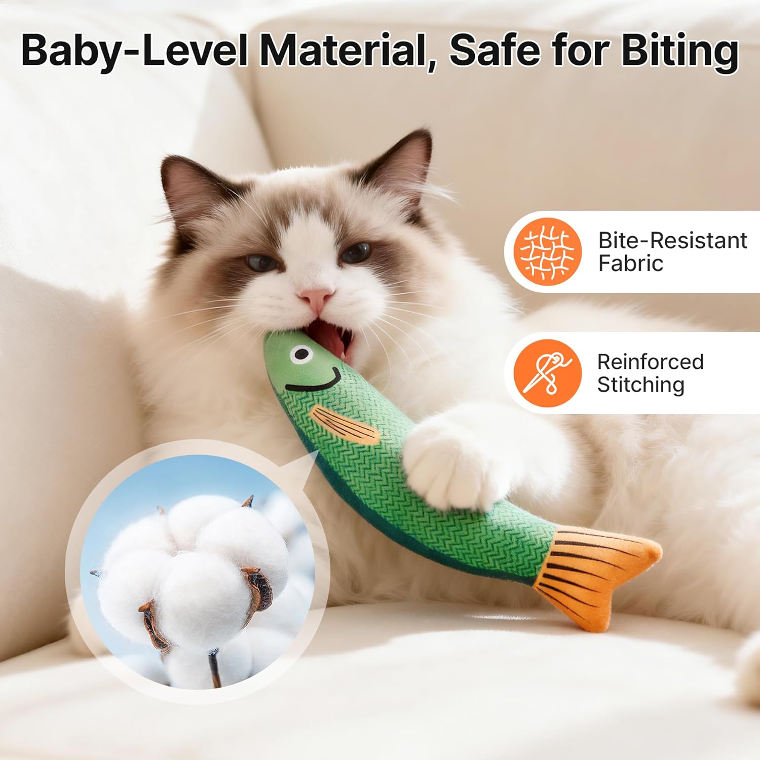 Detalle 2 de Potaroma Cat Toys Saury Fish 9.4 in Cat Toy 🐱