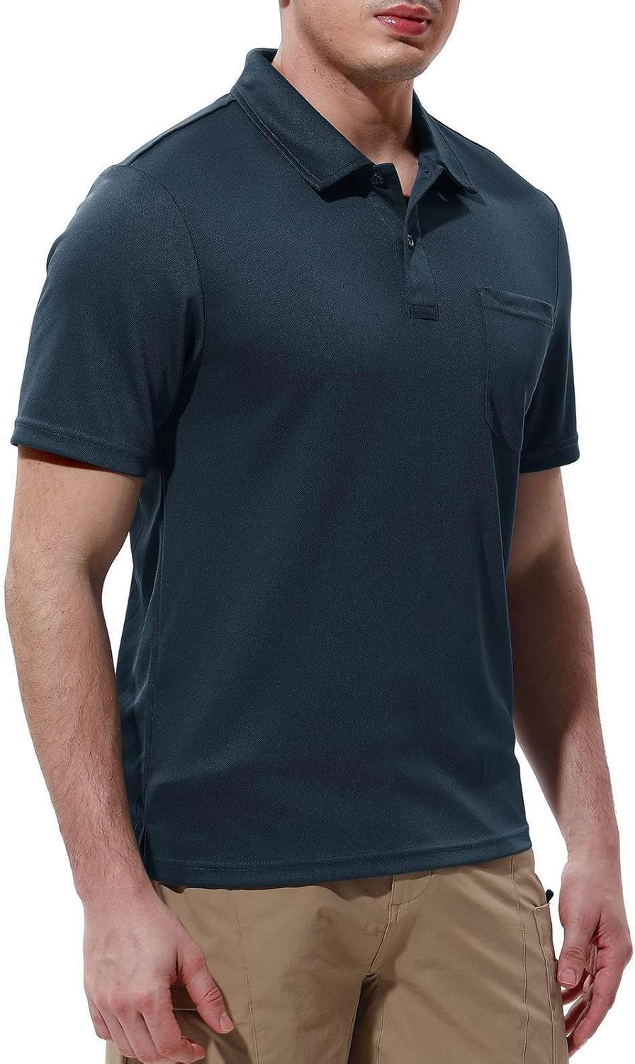 Detalle de Rdruko Men’s Short-Sleeve Quick-Dry Polo Shirt with Pocket for Golf, Outdoor & Everyday Wear