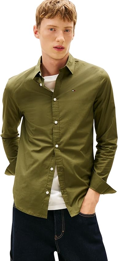 Detalle de Tommy Jeans TJM Original DM0DM04405 Camisa elástica Verde XXL