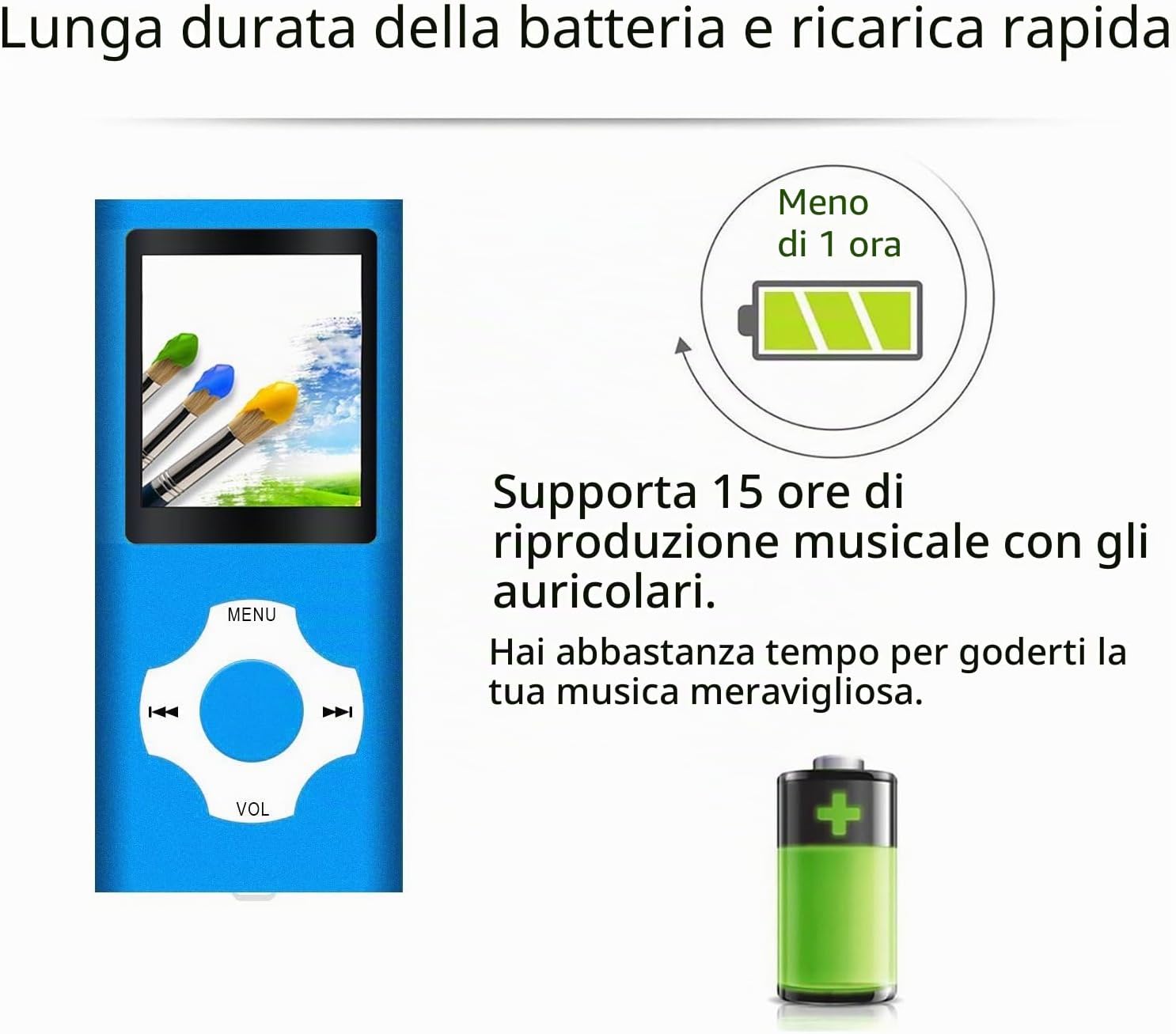 Detalle de Tabmart 32GB Lettore MP3 Metal Hi‑Fi 1,8