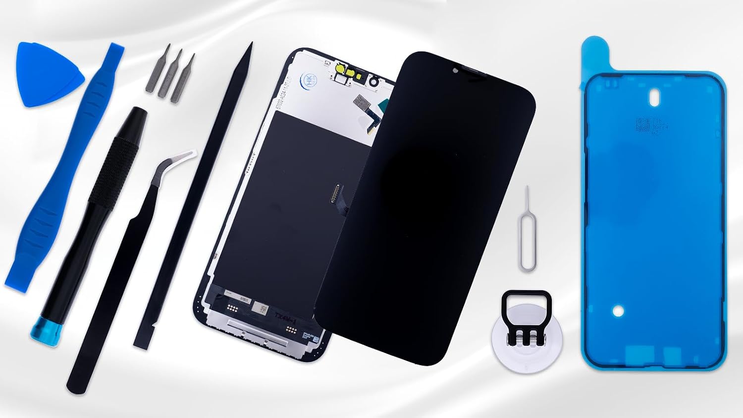 Detalle de iPhone 14 Plus 6.7" LCD Screen Replacement Kit with Frame Adhesive and Tools (A2632/A2885/A2888/A2887/A2886)