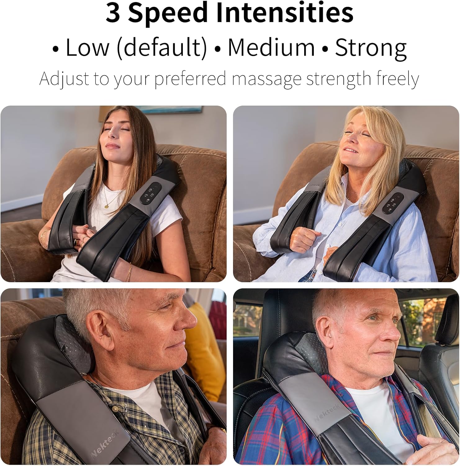 Detalle 2 de Nekteck LMS-801 Shiatsu Neck Massager with Heat, Cordless, 16 Kneading Nodes