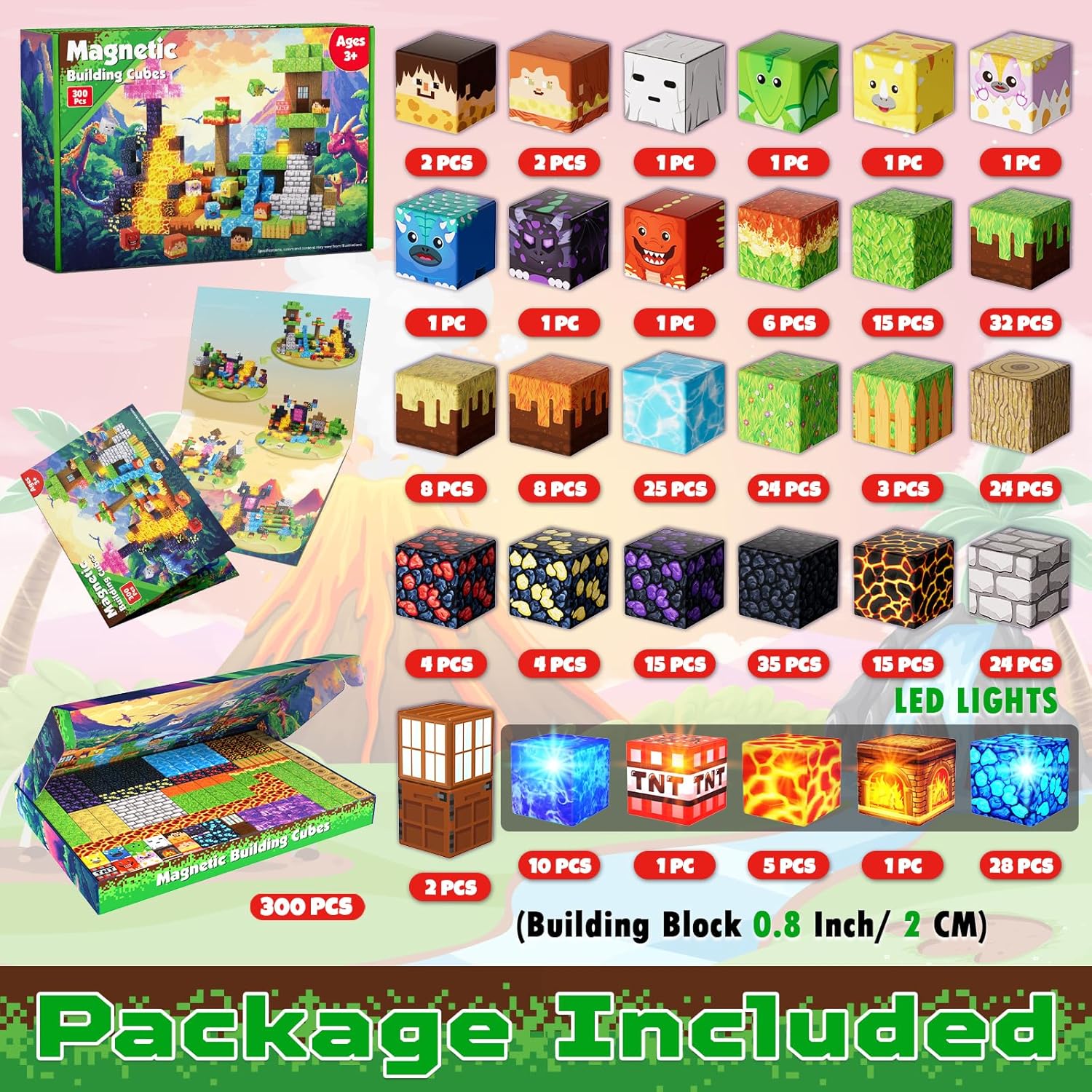 Detalle 2 de Magnetic Blocks Dark Light 300pcs building set