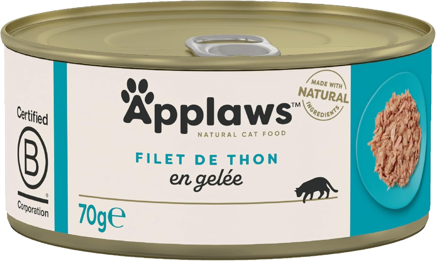 Detalle 2 de Applaws Natural Wet Cat Food, Tuna Fillet with Salmon in Jelly – Lot de 24 boîtes de 70 g