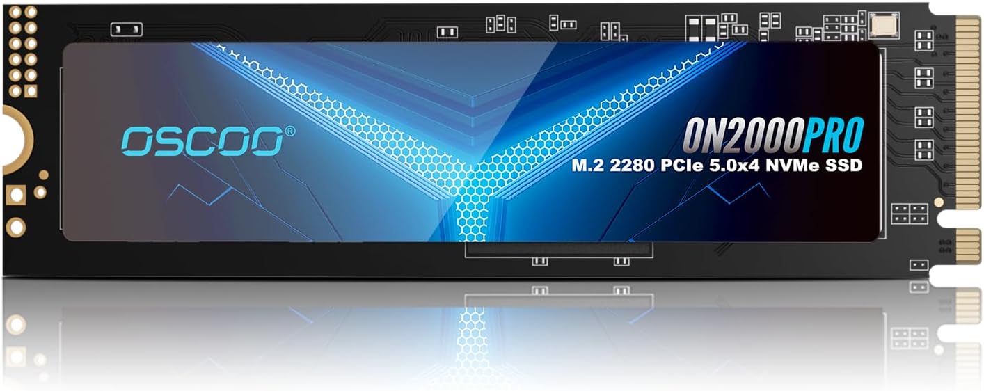 OSCOO 4TB NVMe Gen 5.0 SSD (ON2000PRO) — 14,000 MB/s Read, 13,000 MB/s Write with Graphene Heatsink