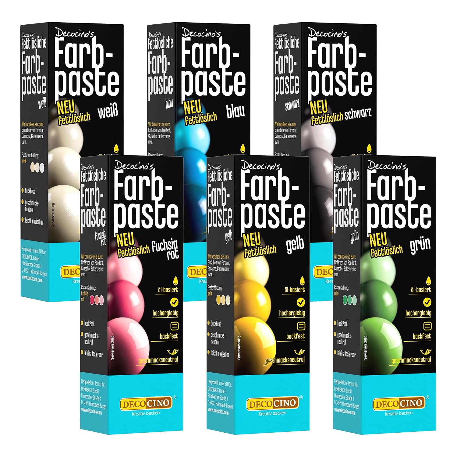 Decocino Farbpaste 6×15 g Backen 🍰
