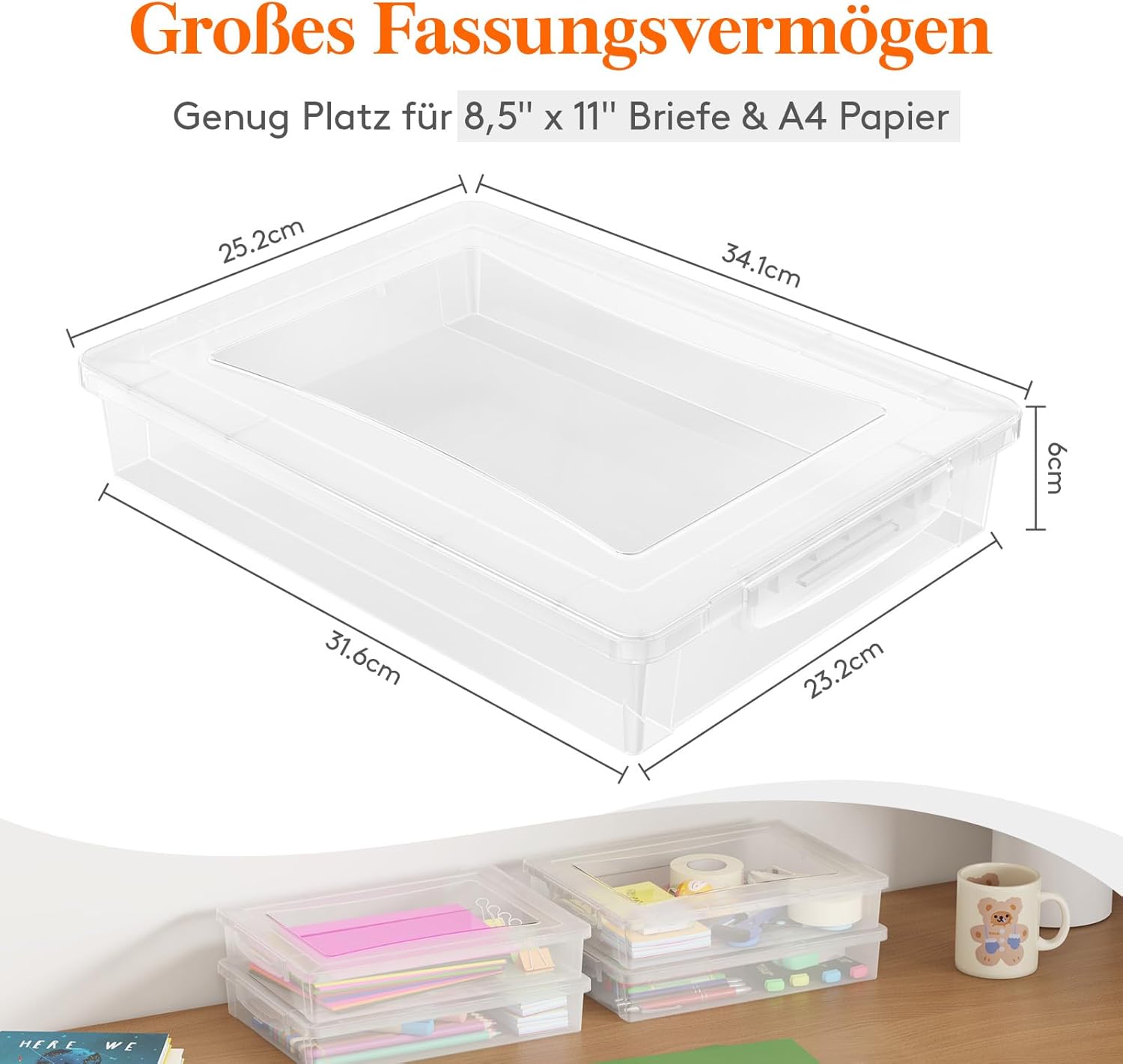 Thumbnail 1 de Lifewit 6er Set 5L Aufbewahrungsboxen mit Deckel (A4), transparent, mit Clip-Verschlüssen