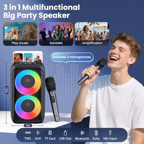 Thumbnail 1 de HEEBUKE Karaoke Machine: Portable 2x10W Bluetooth PA for Parties