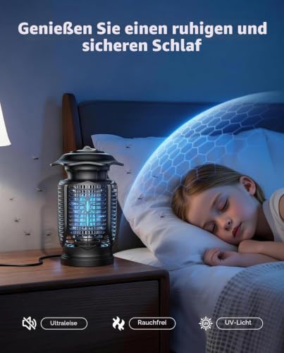 Detalle 2 de KITBEZN Insektenvernichter Elektrisch 20W UV‑Lampe, 4200V, IPX4 – Mückenfalle für Innen und Außen