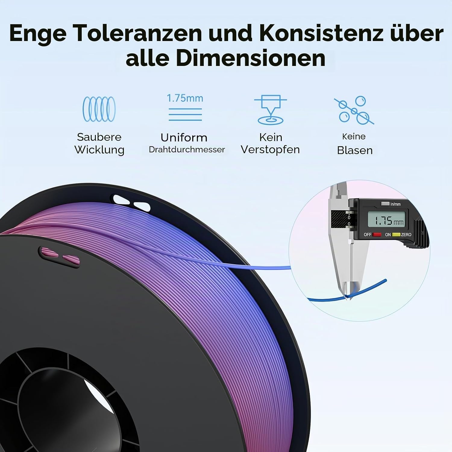 Detalle de Creality Farbverlauf PLA Filament 1,75 mm – Regenbogen Ender PLA+ 4 kg Spule (±0,02 mm) für stabile 3D-Drucke