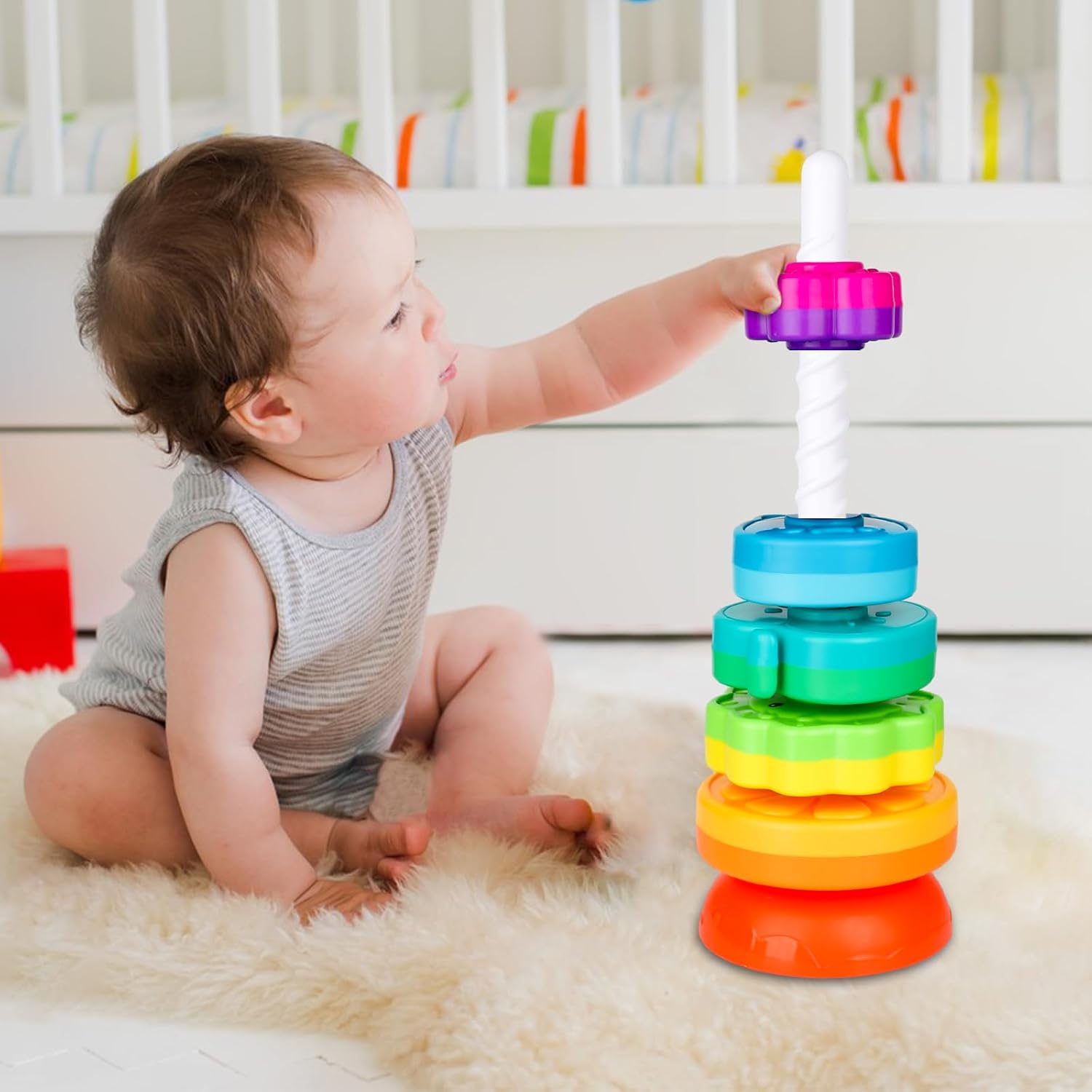 Thumbnail 2 de LBAIBB Spin Stack Toys for Kids Rainbow ABS Stack Toy