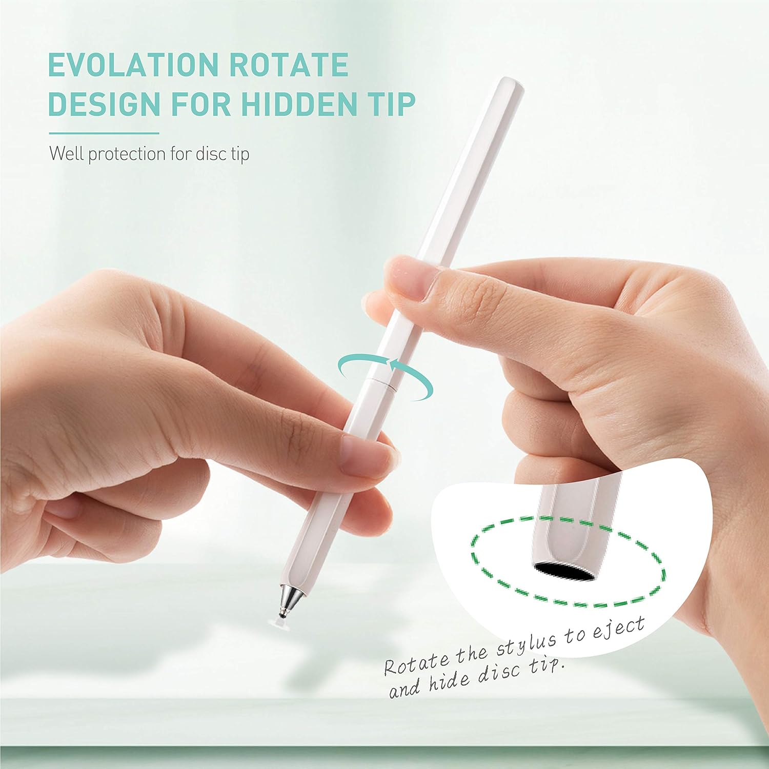 Thumbnail 2 de OASO Universal High-Sensitive Capacitive Disc Tip Stylus — Rotate & Hide Disc Tip, No Cap, Leather Case Included