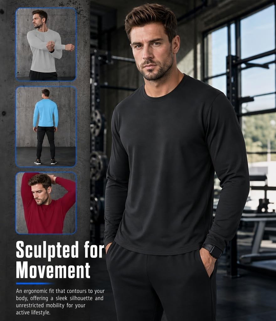 Detalle de Kinglaman Men's Long-Sleeve Workout Shirts
