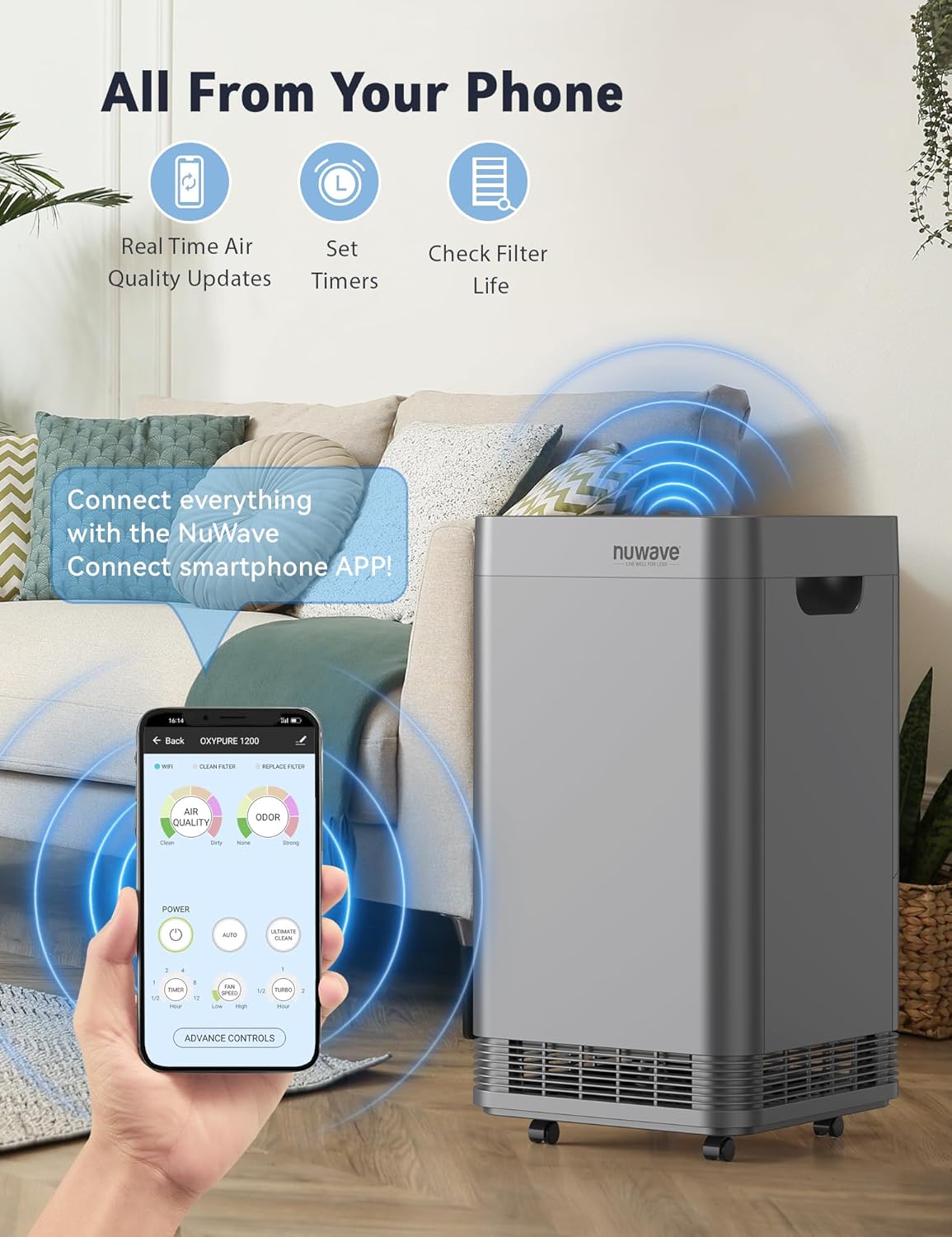 Thumbnail 6 de Nuwave Oxypure Smart Air Purifier: 5-Stage Tower for Ultra-Large Spaces