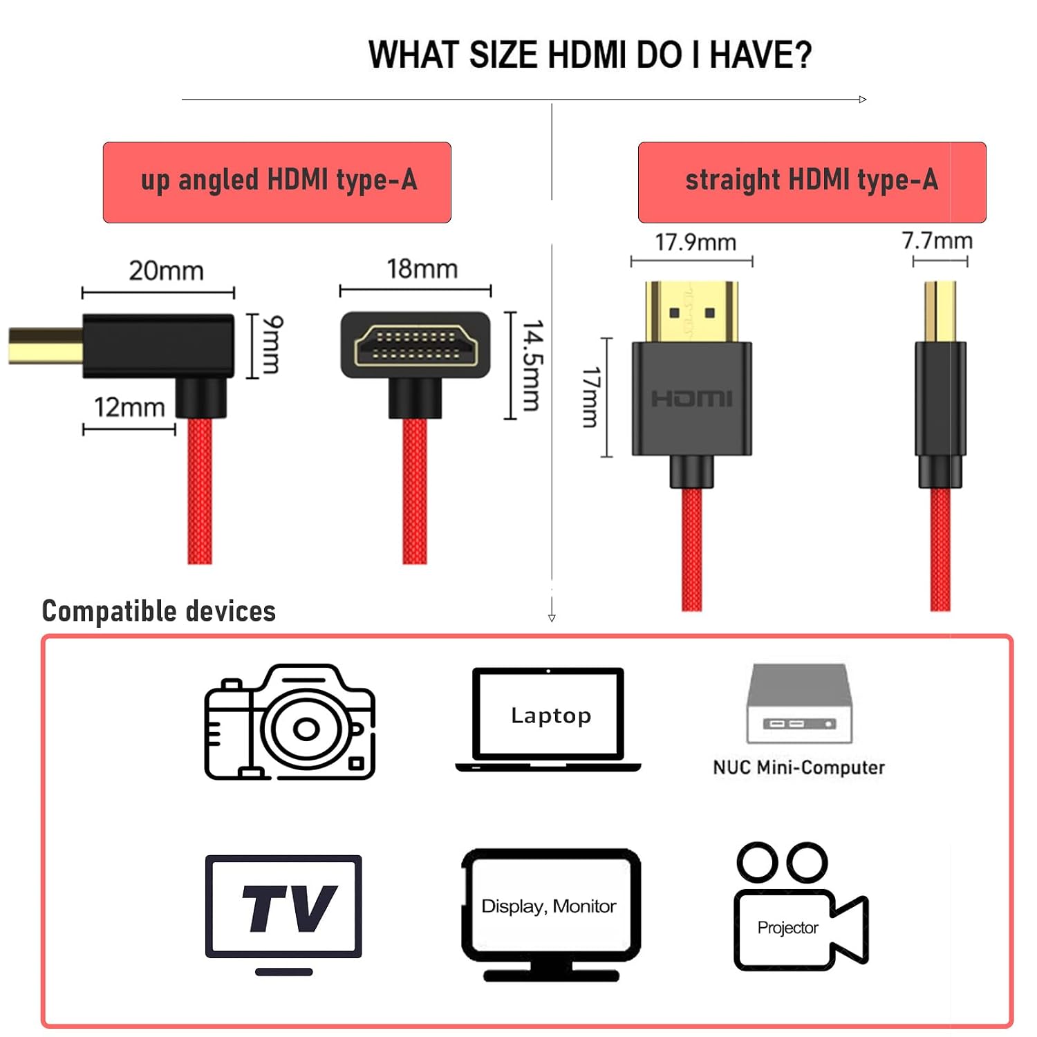 Thumbnail 1 de HangTon High Speed HDMI Cable for ATOMOS Ninja V/Shinobi and More — 8K/4K, 30cm–60cm, Right‑Angle to Straight