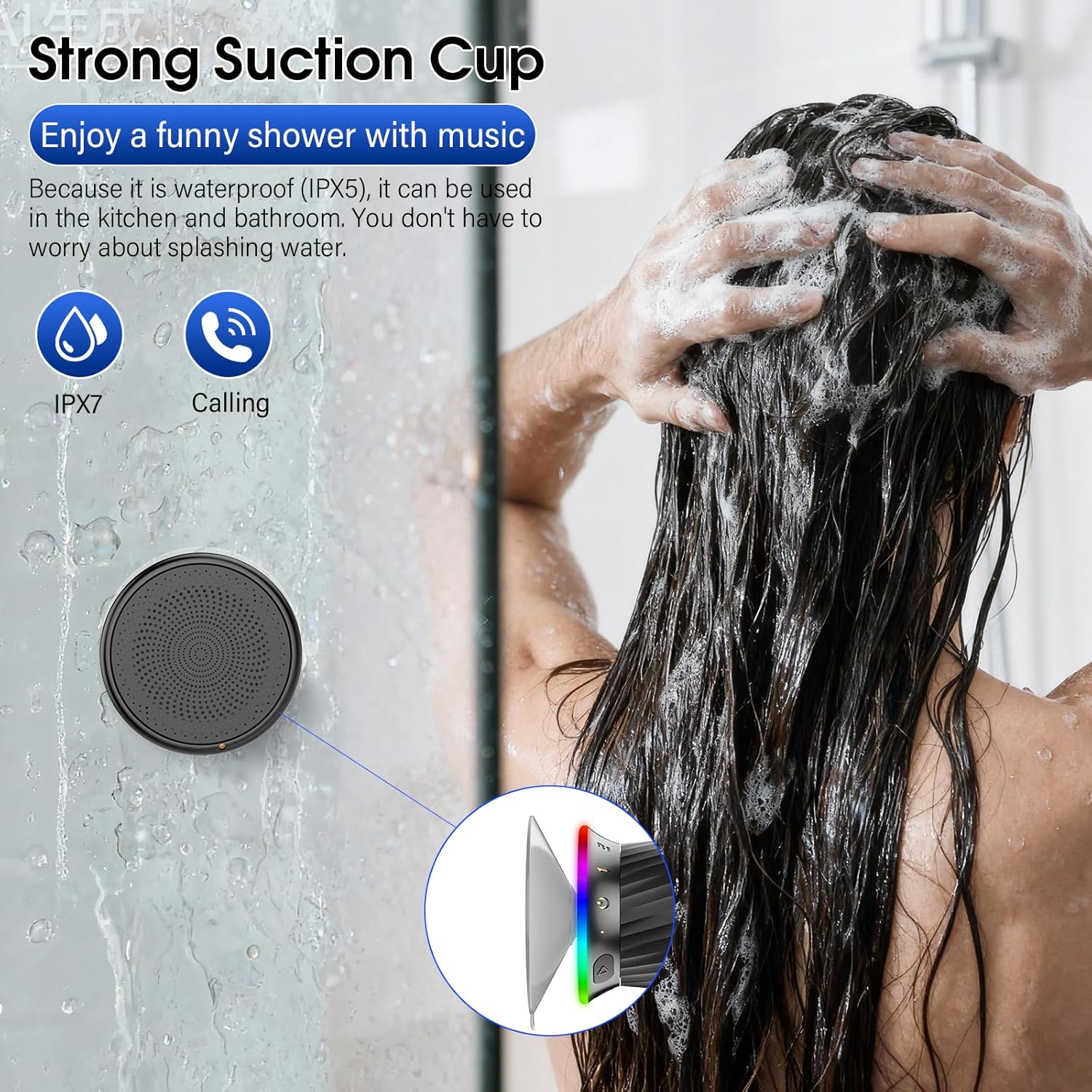 Thumbnail 4 de Bluetooth Shower Speaker 5.3 Portable with Suction Cup