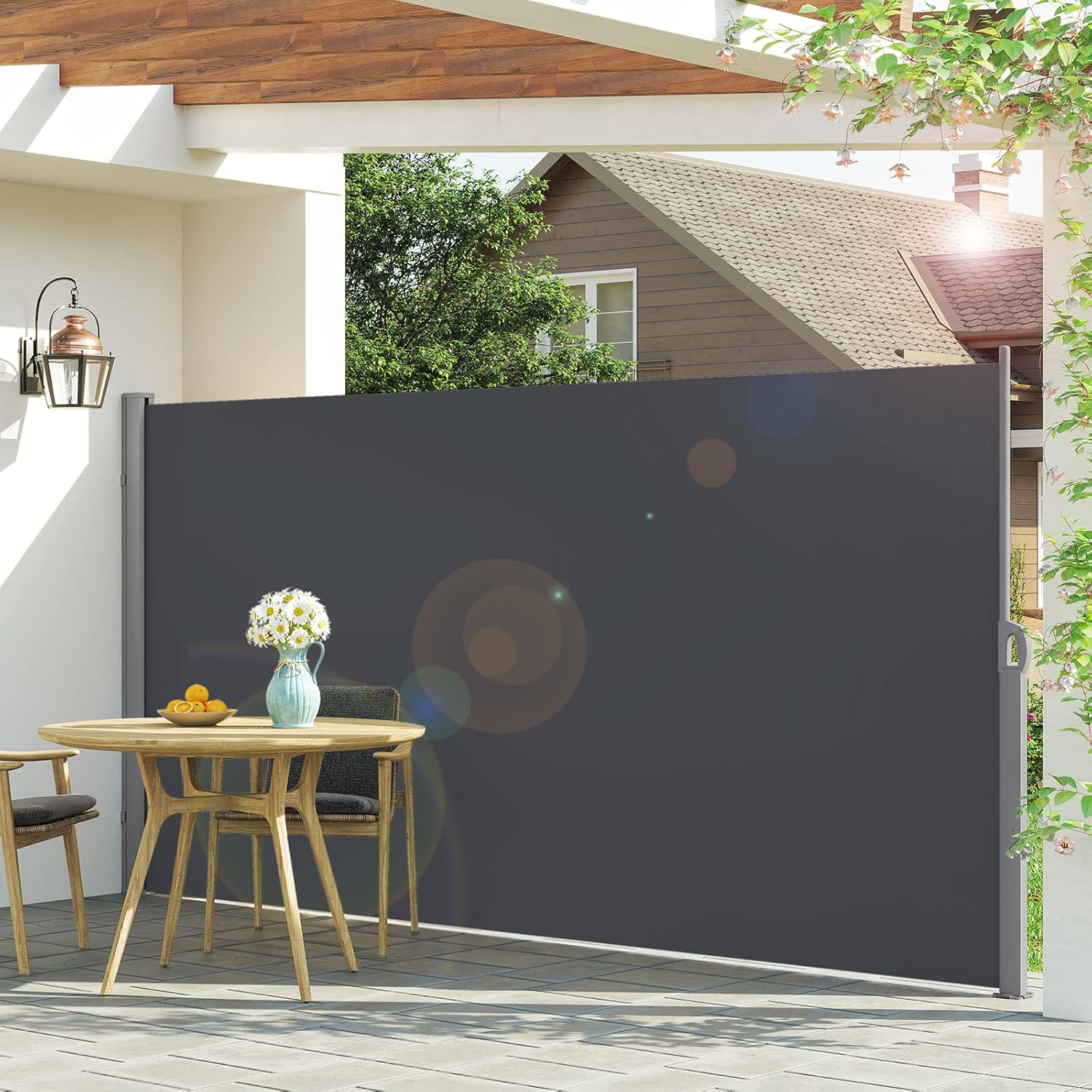 Thumbnail 2 de LARMNEE Seitenmarkise mit Stahl-Kasten, ausziehbar 160 x 400 cm – Rostbeständig, Windschutz, Blickdicht