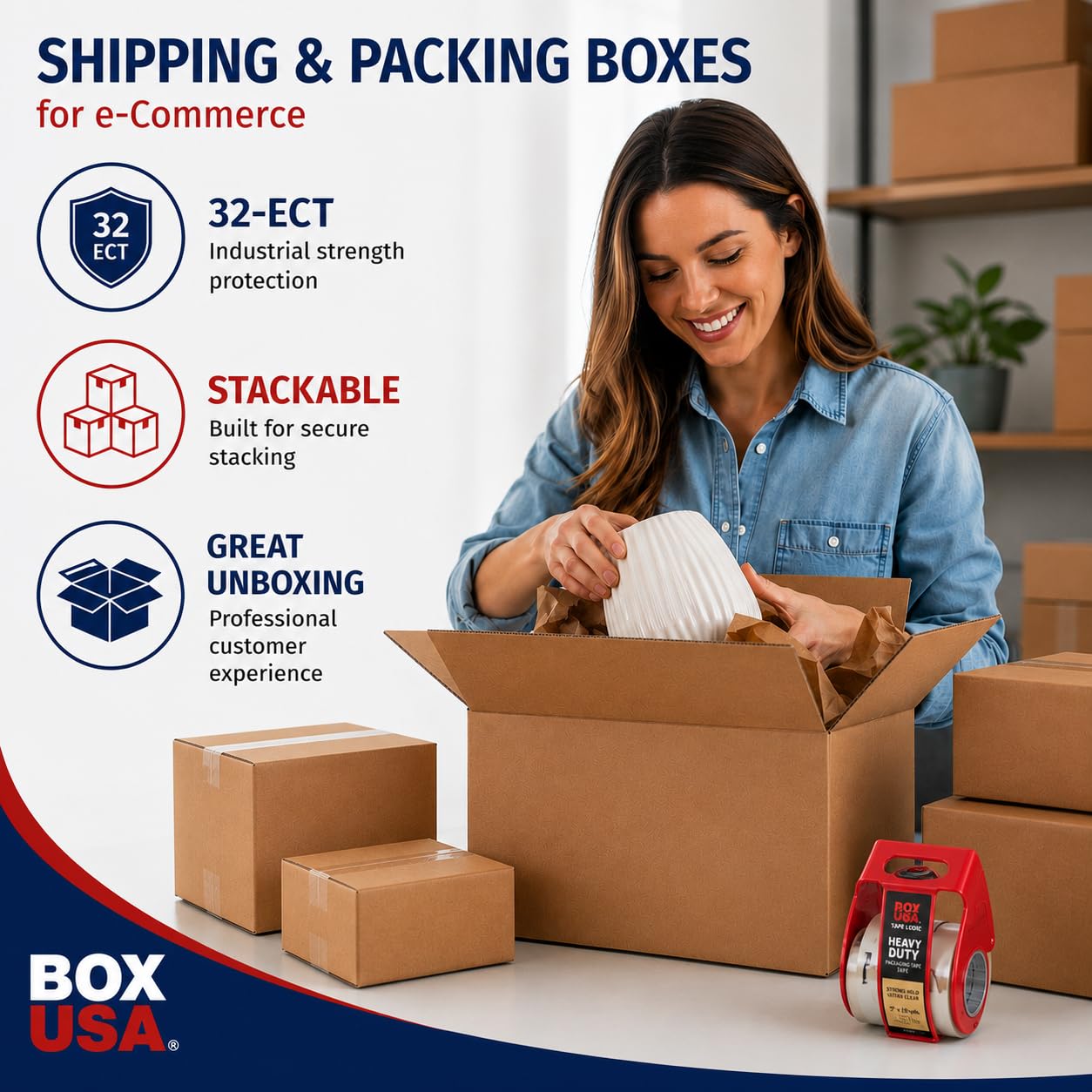 Detalle 2 de BOX USA 1196 Corrugated Shipping Boxes, 11 x 9 x 6 Inches, 25-Pack