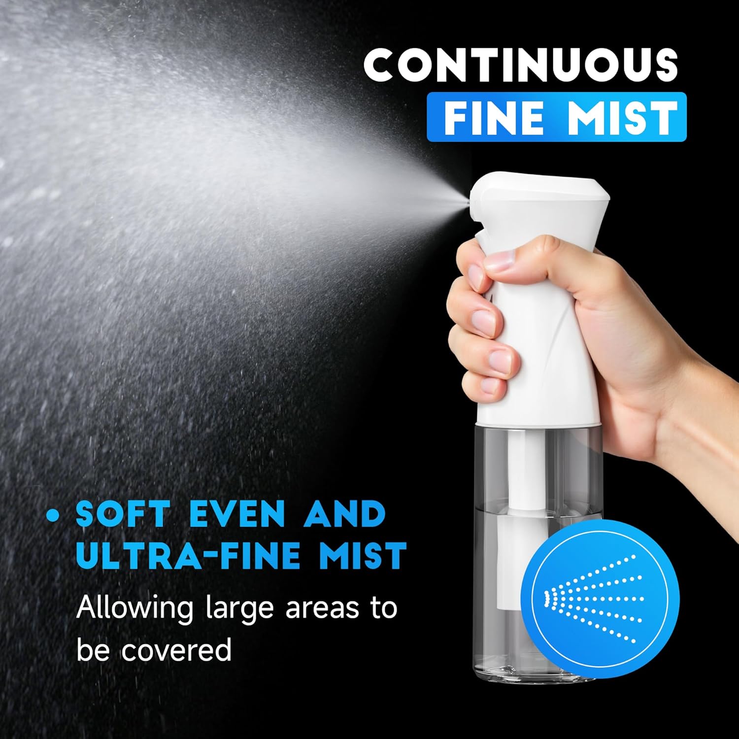 Thumbnail 2 de Plaode 3-Pack Continuous Spray Bottles (Ultra Fine Mist), Refillable Mist Sprayers for Hair, Plants, Pets, Cleaning & Skincare